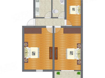 2室1厅 60.32平米