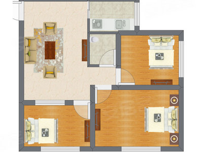 3室1厅 65.00平米户型图