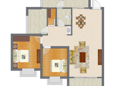 3室2厅 75.65平米户型图