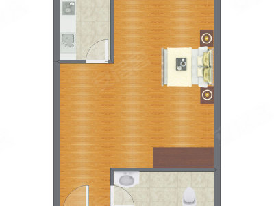 1室0厅 50.30平米户型图
