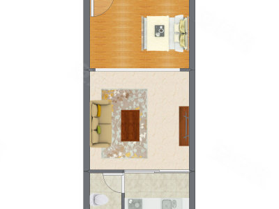 1室1厅 52.01平米户型图