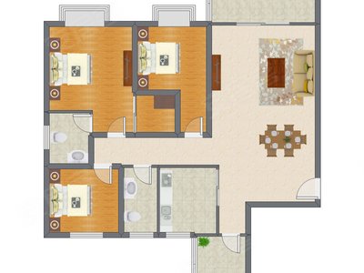 3室2厅 136.00平米