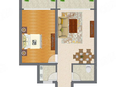1室1厅 60.89平米