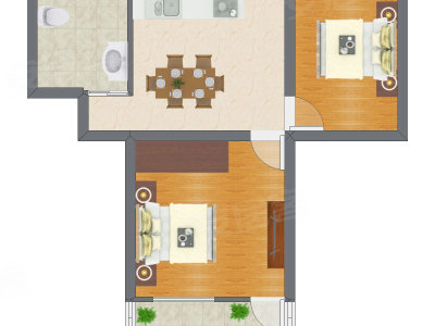 2室1厅 40.38平米