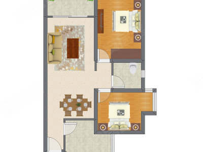 2室2厅 88.20平米
