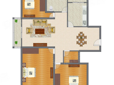 3室2厅 116.39平米