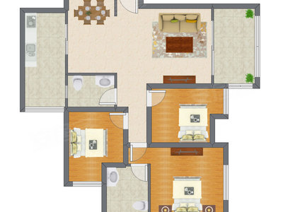 3室2厅 124.35平米