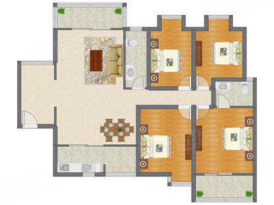 4室2厅 151.00平米
