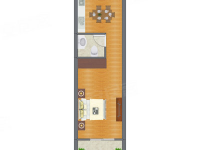 1室1厅 37.80平米户型图