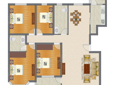 4室2厅 180.73平米户型图