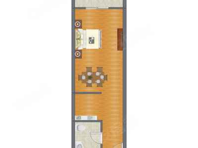 1室0厅 54.74平米户型图