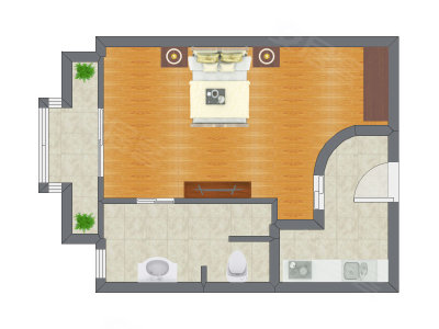 1室0厅 58.18平米户型图