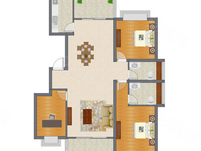 3室2厅 135.02平米