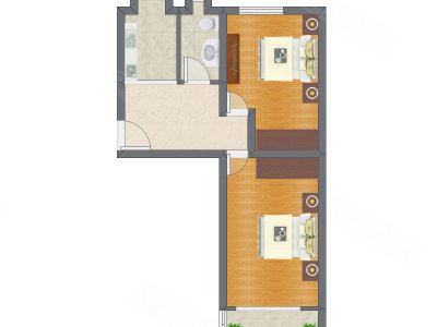 2室1厅 40.61平米户型图