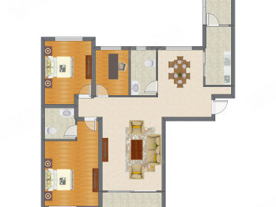 3室2厅 144.35平米户型图