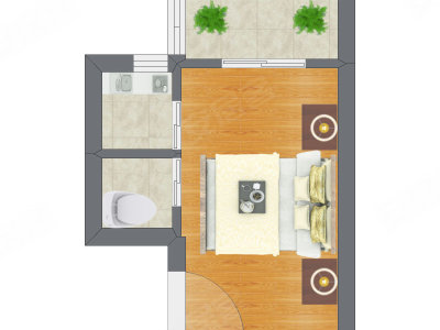 1室0厅 21.44平米户型图