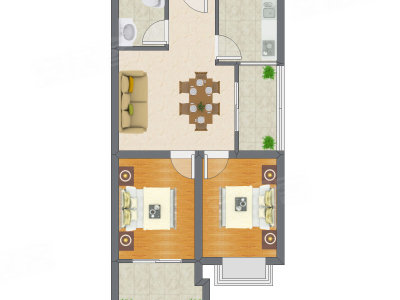 2室2厅 70.00平米户型图