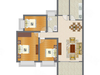 3室2厅 94.83平米户型图