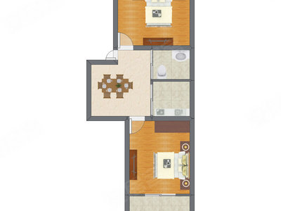2室1厅 43.15平米