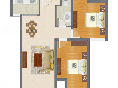2室2厅 88.89平米户型图