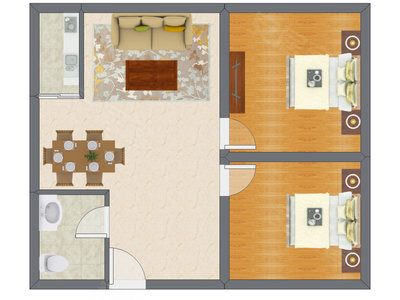 2室2厅 56.00平米户型图