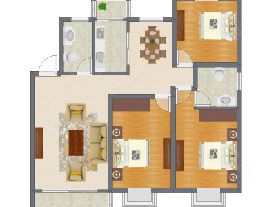 3室2厅 125.73平米户型图