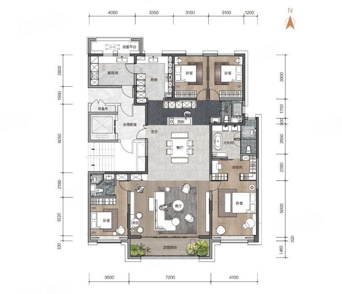 利航棠樾府(新房)4室2厅3卫265㎡南557万