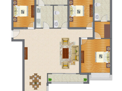 3室2厅 162.96平米户型图