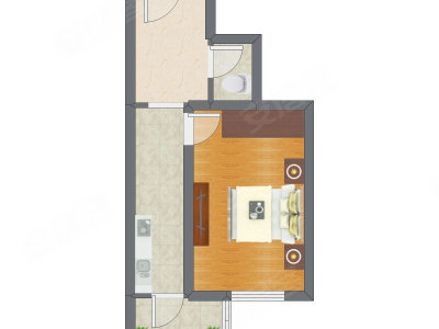 1室1厅 43.73平米
