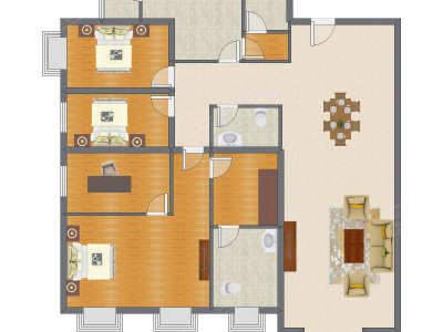 3室2厅 205.94平米