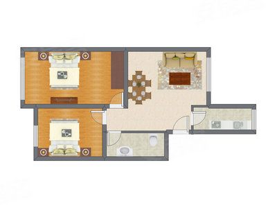 2室2厅 86.52平米户型图