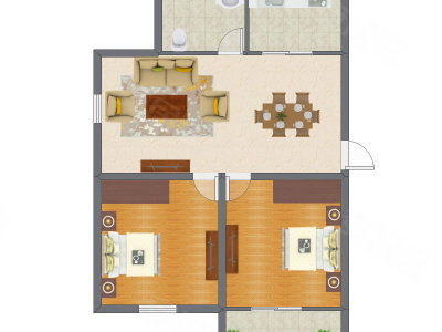 2室2厅 55.45平米