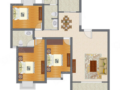 3室2厅 135.47平米户型图