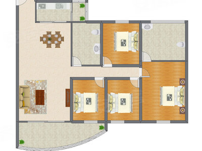 4室2厅 170.00平米户型图