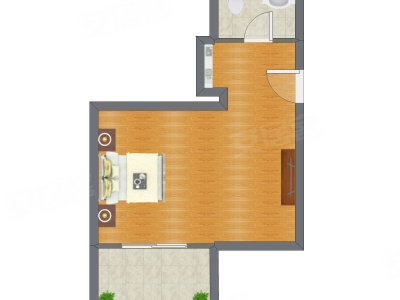 1室0厅 52.45平米户型图