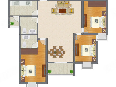 3室1厅 85.74平米