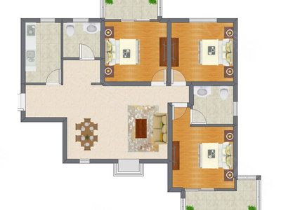 3室2厅 108.00平米