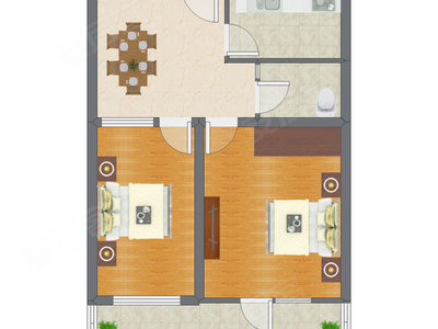 2室1厅 76.70平米户型图