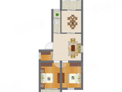 2室2厅 45.41平米户型图