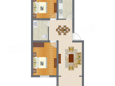 2室2厅 79.20平米户型图