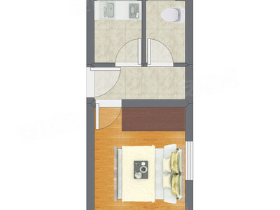 1室0厅 21.97平米户型图