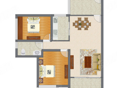2室2厅 86.50平米户型图