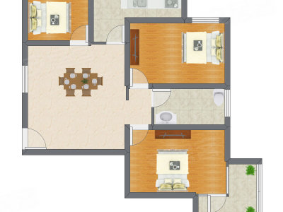 3室1厅 87.00平米