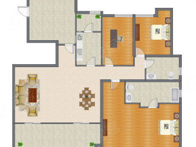 3室2厅 200.00平米户型图