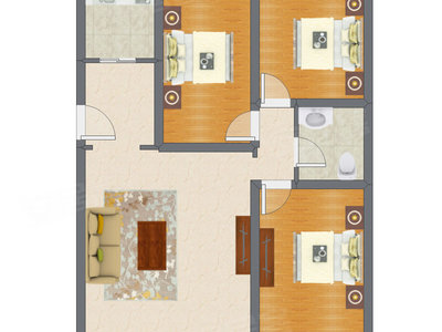 3室1厅 87.24平米