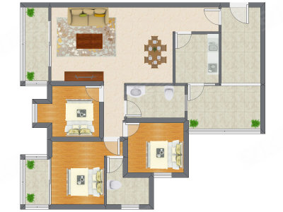 3室2厅 121.64平米