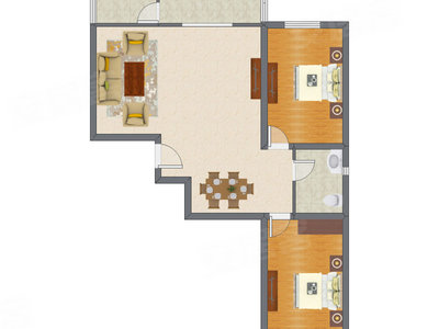 2室2厅 136.89平米户型图