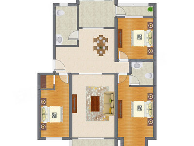 3室2厅 156.40平米