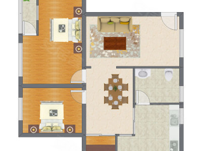 2室2厅 109.77平米户型图