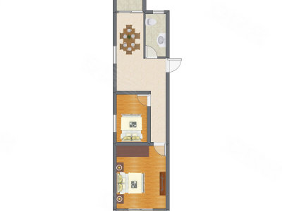 2室2厅 45.53平米户型图